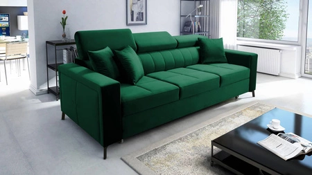 Sofa z funkcją spania Nausa butelkowa zieleń regulowane zagłówki odporna na zaciągnięcia i zadrapania komfortowa podczas wypoczynku