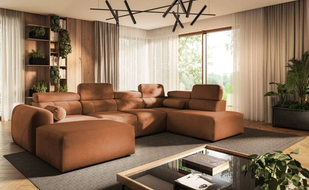 Narożnik z funkcją spania Cantare VI ceglasty lewostronny wygodny narożnik o niebanalnym designie doskonale odnajdzie się w salonie