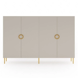Komoda Belluna 180 cm beżowa elegancka komoda w nowoczesnym stylu metalowe dodatki w złotym kolorze dodają subtelności