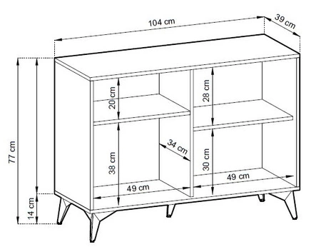 Komoda Gusto 104 cm czarna / dąb evoke designerski i komfortowy mebel do nowoczesnych oraz funkcjonalnych wnętrz
