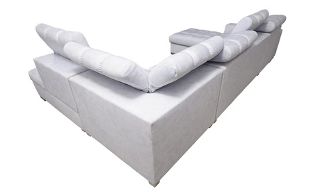 Narożnik z funkcją spania Luigi VI czarny lewostronny stylowy narożnik rozkładany z pojemnikami na pościel pokryty miękką tkaniną