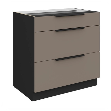 Szafka kuchenna stojąca z szufladami Fiuggi Bl 80 D 3S BB odporna na uszkodzenia wykończenie frontów w technologii anti fingerprint