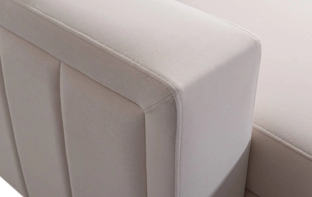 Narożnik z funkcją spania Savona czarny / biały lewostronny elegancki narożnik z regulowanymi zagłówkami dekoracyjne przeszycia