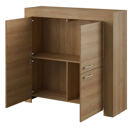 Komoda wysoka Neba 120 cm dąb riviera nowoczesny design mebla obrzeża komody wykończone specjalną okleiną ABS