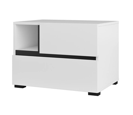 Szafka nocna Cross biała szafka z szufladami do sypialni nowoczesny design prosta forma pojemne szuflady