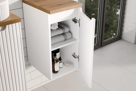 Szafka łazienkowa wisząca Nova 30 cm biała stylowa szafka z półką zapewni dodatkową przestrzeń do przechowywania frezowany uchwyt