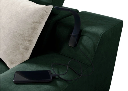 Narożnik z funkcją spania Alcamo szary popiel prawostronny elegancki i stylowy narożnik z dostawką praktyczna szuflada w boczku mebla