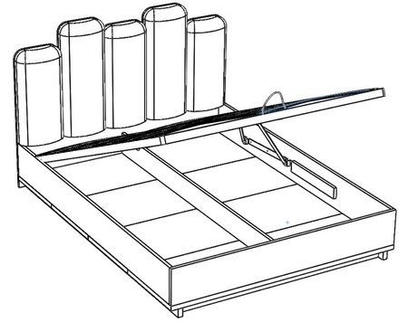 Łóżko Simi GB 160x200 cm z pojemnikiem na pościel dąb artisan / czarny idealne łóżko do sypialni obrzeża wykończone okleiną ABS designerski tapicerowany zagłówek