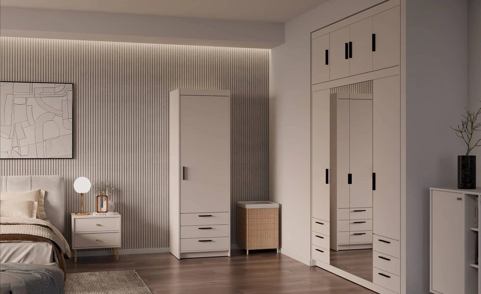 Szafa do sypialni Rene w kolorze beż piaskowy