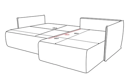 Narożnik z funkcją spania Oroso błękitny prawostronny miękka tkanina typu velvet z powłoką hydrofobową pojemnik na pościel