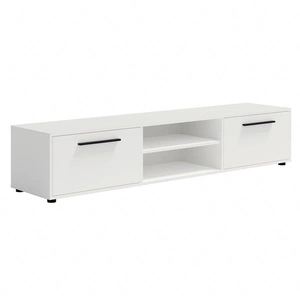 Szafka RTV Maxione 190 cm biała pojemna szafka pod telewizor w stylu klasycznym prosta konstrukcja uniwersalna kolorystyka
