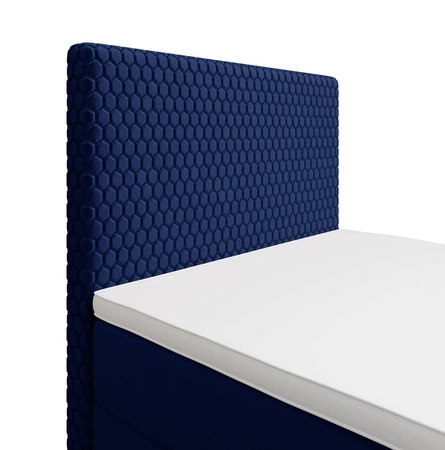 Łóżko kontynentalne Fargo 90x200 granatowe w nowoczesnym skandynawskim stylu z tapicerowanym zagłówkiem łóżko z pojemnikiem