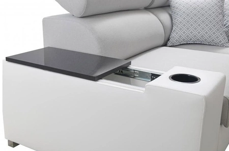 Narożnik z funkcją spania Provo szary popiel / czarny prawostronny narożnik z pojemnikiem na pościel i funkcjonalną dostawką