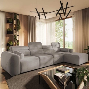 Narożnik z funkcją spania Cantare XII szary popiel prawostronny estetyczny i niezwykle komfortowy narożnik z pojemnikiem na pościel