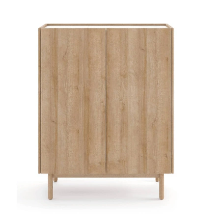 Komoda wysoka Boho 97 cm dąb riviera / marmur bianco elegancka forma w nowoczesnym stylu uniwersalne połączenie kolorów dekoracyjny blat w marmurowym dekorze