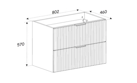Szafka pod umywalkę Xilo 80 cm czarny / dąb wotan stylowa szafka do łazienki z pojemnymi szufladami gustowne ryflowane fronty