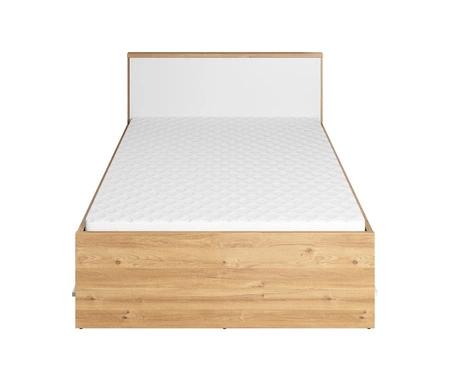 Łóżko Plano 120x200 cm dąb nash / biały / beton komfortowe łóżko z szufladami do pokoju młodzieżowego stabilny stelaż pod materac