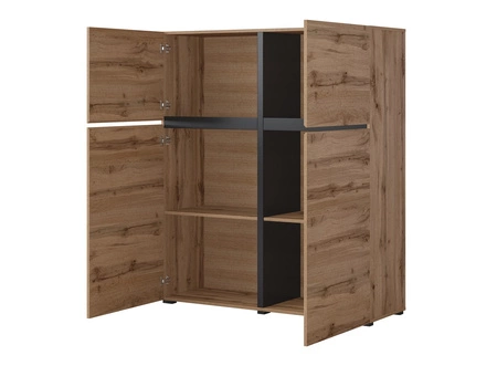 Komoda wysoka Cross 119 cm dąb wotan nowoczesny design idealna komoda do salonu sypialni lub biura prosta forma