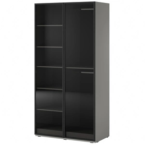 Szafa Sandbox 101 cm szara elegancka i funkcjonalna szafa z przeszklonymi frontami mebel z kolekcji szaf modułowych szkło antisol