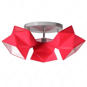 Plafon sufitowy potrójny Quasar designerska lampa sufitowa do salonu z czerwonymi abażurami i szarą metalową podstawą