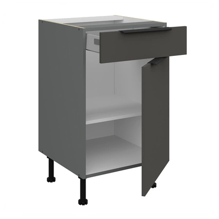 Szafka kuchenna stojąca z szufladą i półką Aversa Ant 50 D 1F 1S BB fronty szafki kuchennej wykończone w technologii anti fingerprint