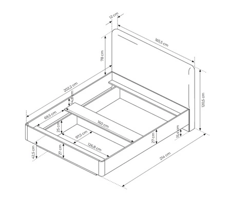 Zestaw mebli do sypialni Lante beżowy stylowe meble o nowoczesnym designie ryflowane fronty oryginalny zaoblony kształt brył