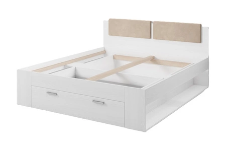 Łóżko z szufladą Galaxy 160x200 cm abisko ash to idealne łóżko do sypialni z częściowo tapicerowanym zagłówkiem