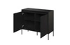 Komoda Trend 98 cm czarna funkcjonalna komoda do salonu o oryginalnym designie ryflowane fronty z subtelnym oświetleniem