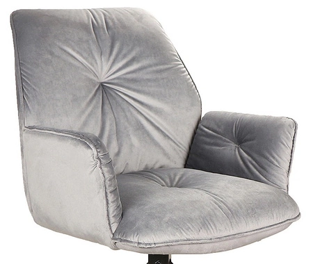 Krzesło tapicerowane Boogie II 45x44 cm szare stylowe krzesło obrotowe z metalowymi nogami krzesło glamour