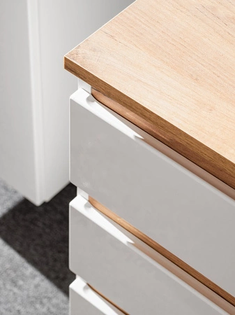 Szafka pod umywalkę nablatową Platinum 94 cm biały połysk / dąb craft złoty wysokiej jakości szafka łazienkowa z szufladami