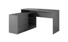 Biurko narożne Teo 138 cm grafitowe zapewnia dużo miejsca do pracy i ogrom miejsca na potrzebne rzeczy odporne na uszkodzenia