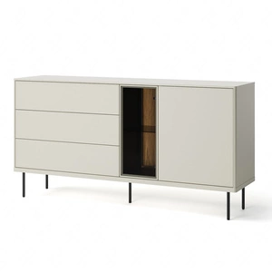 Komoda z szufladami Epiro 161 cm beżowy / dąb ciemny komoda o subtelnej kolorystyce solidna metalowa podstawa gwarantuje stabilność