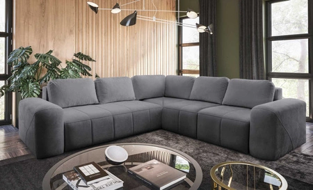 Narożnik z funkcją spania Bovec III szary prawostronny niezwykle stylowy narożnik rozkładany doskonały do przestronnego salonu