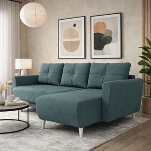 Narożnik z funkcją spania Felicie ciemny szary uniwersalny w ustawieniu narożnik stylowy design wpisujący się w każdą aranżację