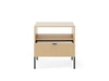 Szafka nocna z szufladą Lovro dąb vicenza gustowny ryflowany dekor idealna szafka do sypialni metalowe wysokie nogi