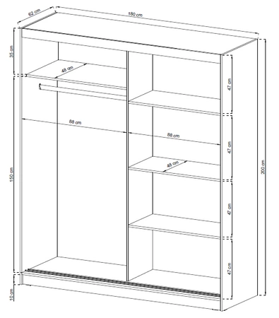 Szafa przesuwna Loretta 180 cm biała nowoczesna szafa idealna do garderoby sypialni lub przedpokoju