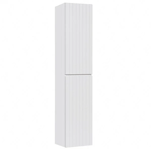 Słupek łazienkowy wiszący Iconic 35 cm biały szafka odporna na działanie wilgoci i wysokiej temperatury gustowne pionowe ryflowanie