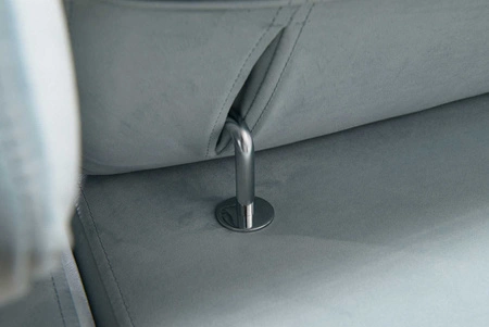 Narożnik z funkcją spania Rava IV szary popiel lewostronny velvet komfort podczas codziennego wypoczynku pojemnik na pościel