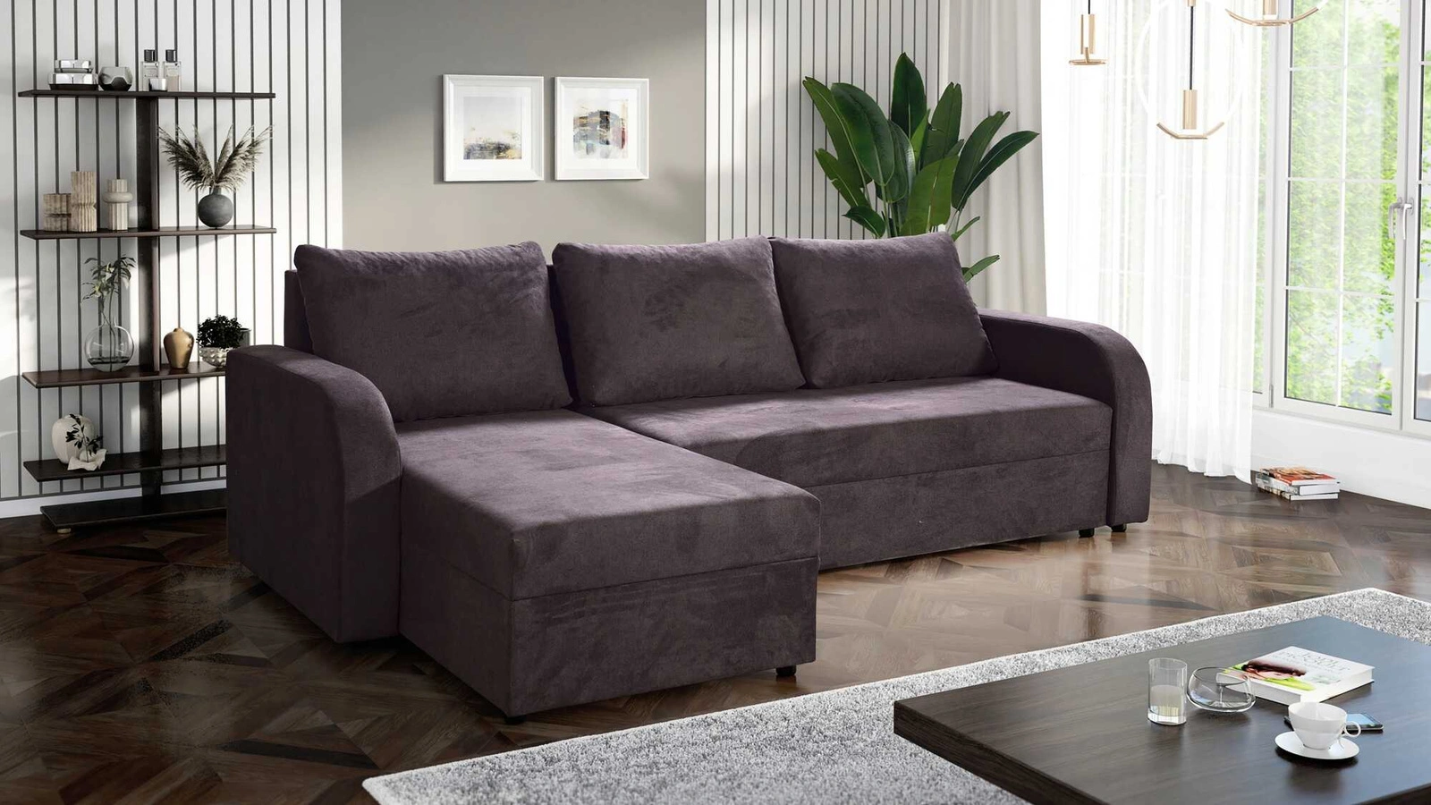 Narożnik z funkcją spania Scarlo Narożniki do salonu Nowoczesne narożniki rozkładane do pokoju dziennego