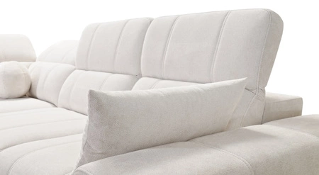 Narożnik z funkcją spania Penejos VI zielony prawostronny stylowy narożnik rozkładany z dwoma pojemnikami na pościel trwała tkanina