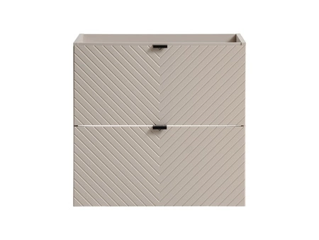 Zestaw mebli łazienkowych Viva beżowy / dąb coast evoke stylowe szafki z ciekawym frezowaniem w kształcie jodełki modna kolorystyka