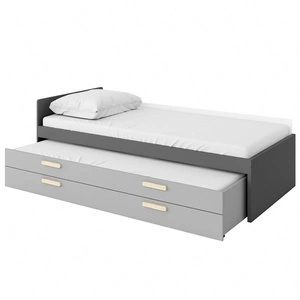 Łóżko Pok 90x200 cm grafit / szary funkcjonalne łóżko 2 osobowe wysuwane z szufladą doskonała propozycja do pokoju rodzeństwa
