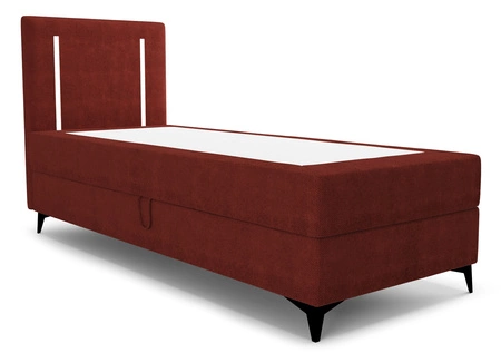 Łóżko kontynentalne Norco 90x200 bordowe stylowe łóżko z pojemnikiem oświetlenie umieszczone w zagłówku nadaje wyjątkowości