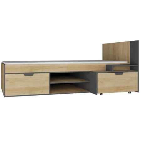 Zestaw mebli dziecięcych Nano zestaw 2 grafit / dąb riviera idealna propozycja do pokoju młodzieżowego w modnym stylu