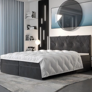 Łóżko kontynentalne Arvada 180x200 szare w nowoczesnym skandynawskim stylu z tapicerowanym zagłówkiem