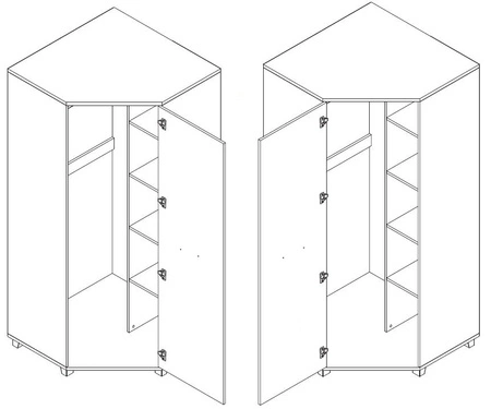 Szafa narożna Maximus kasztan wenge nowoczesny design oraz uniwersalne drzwi do zamontowania z prawej lub lewej strony
