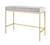 Konsola Lovro szara z szufladami stylowy oraz funkcjonalny mebel do przedpokoju salonu czy biura stelaż w złotym kolorze