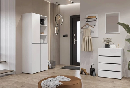 Zestaw mebli do przedpokoju Cross biały nowoczesny design funkcjonalna oraz praktyczna garderoba do przedpokoju