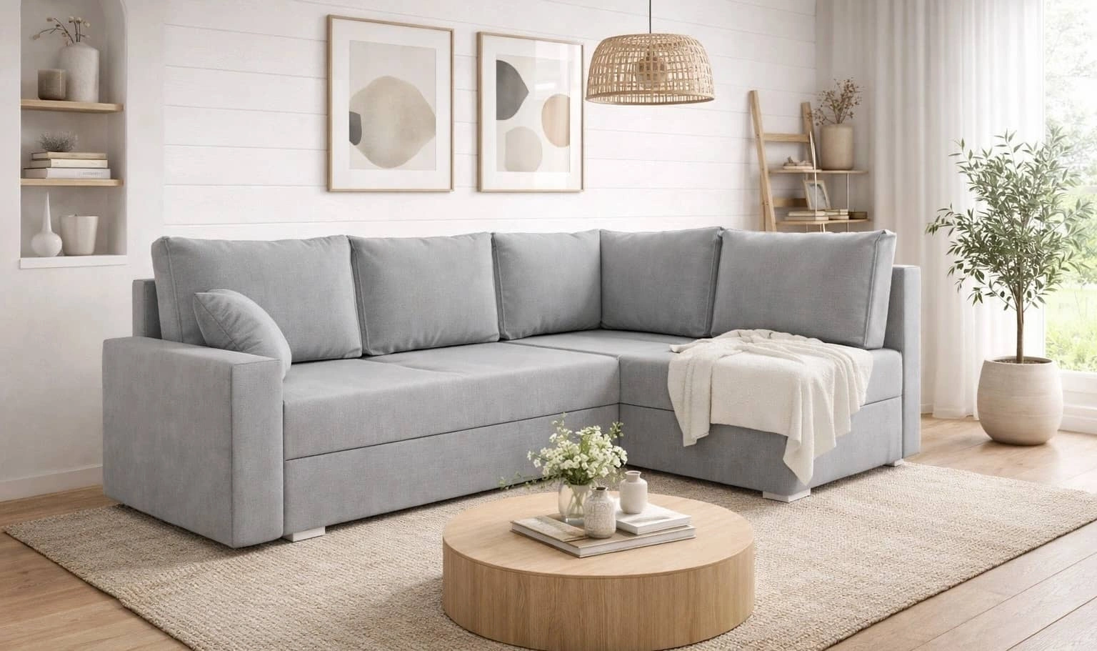 Narożnik z funkcją spania Nofi Narożniki do salonu Nowoczesne narożniki rozkładane do pokoju dziennego