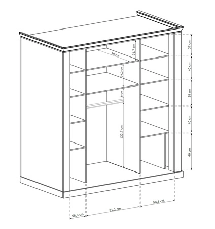 Szafa przesuwna z lustrem Antica 211 cm dąb craft złoty funkcjonalny mebel w stylu klasycznym idealna szafa do sypialni lub garderoby